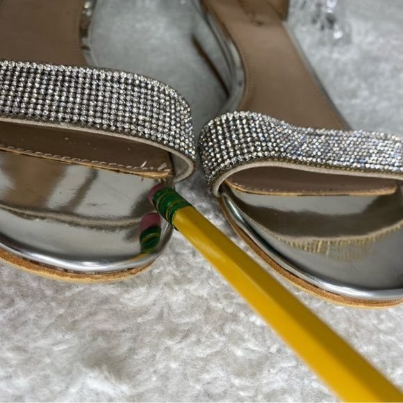 Aldo Silver Sandals with Rhinestone Strap - Picture 3 of 7